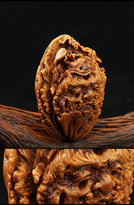 yanganghediao/顏剛核雕 桃核核雕刻鐘馗單粒 文玩桃核單籽 顏剛大師手作 寬31*39mm